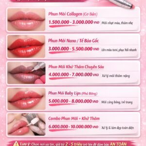 Bảng giá phun môi mới nhất - Hotline tư vấn và báo giá: 0901684433