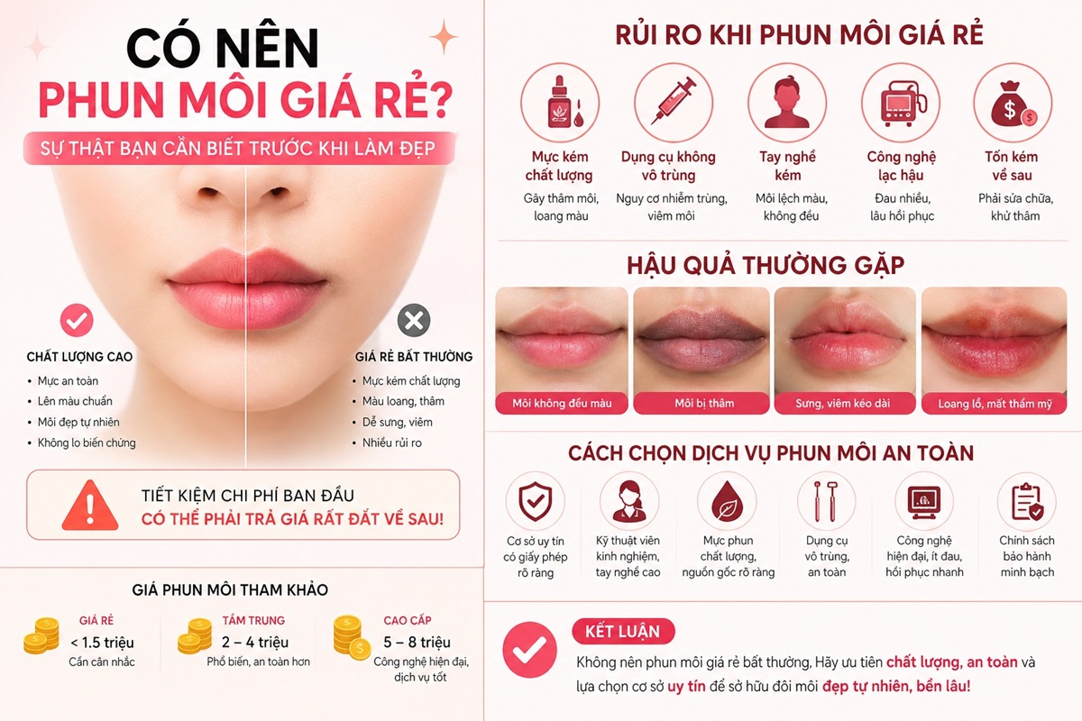Có nên phun môi giá rẻ không? Tư vấn chuyên gia: 0901684433