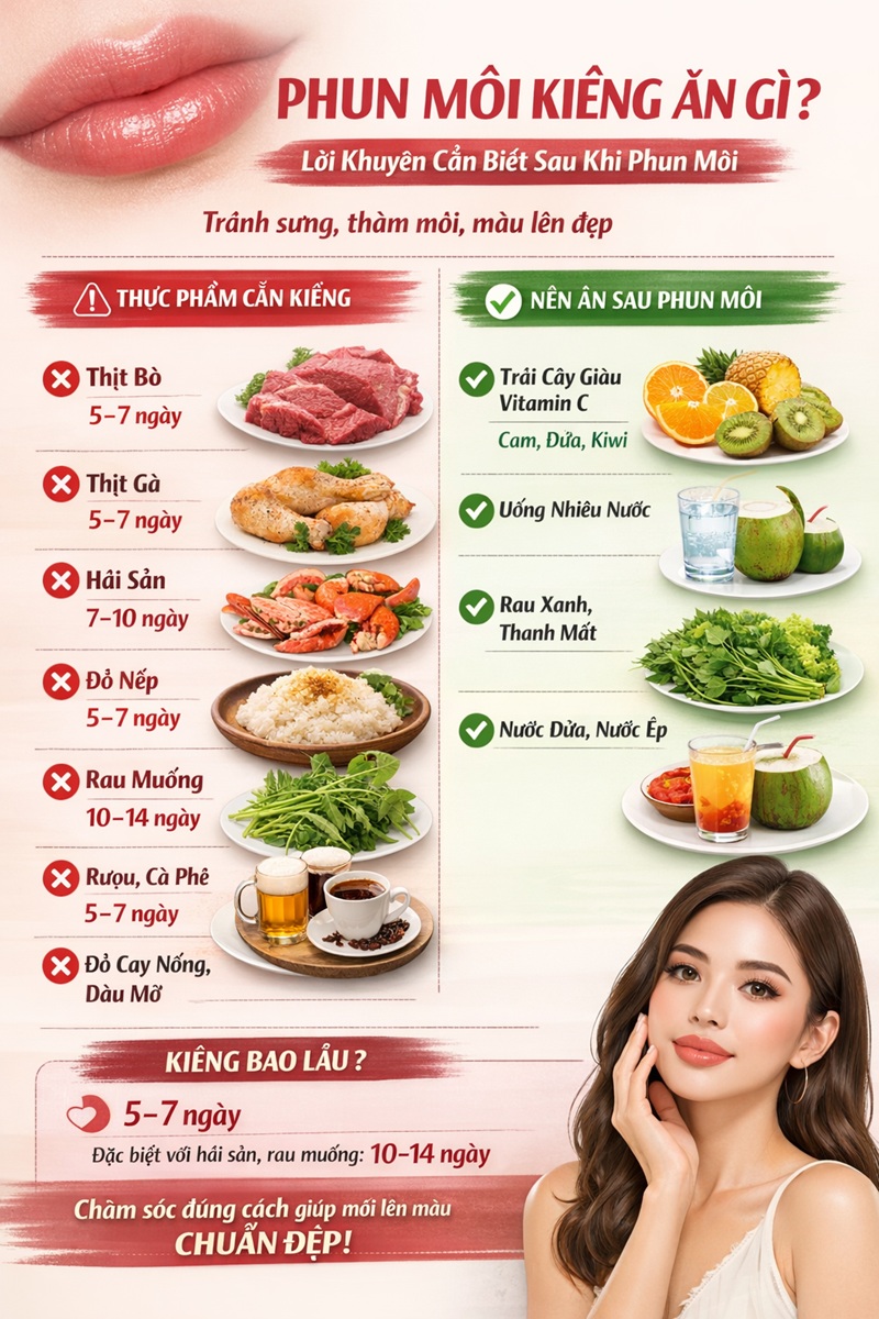 Phun môi kiêng ăn gì? Tư vấn từ chuyên gia