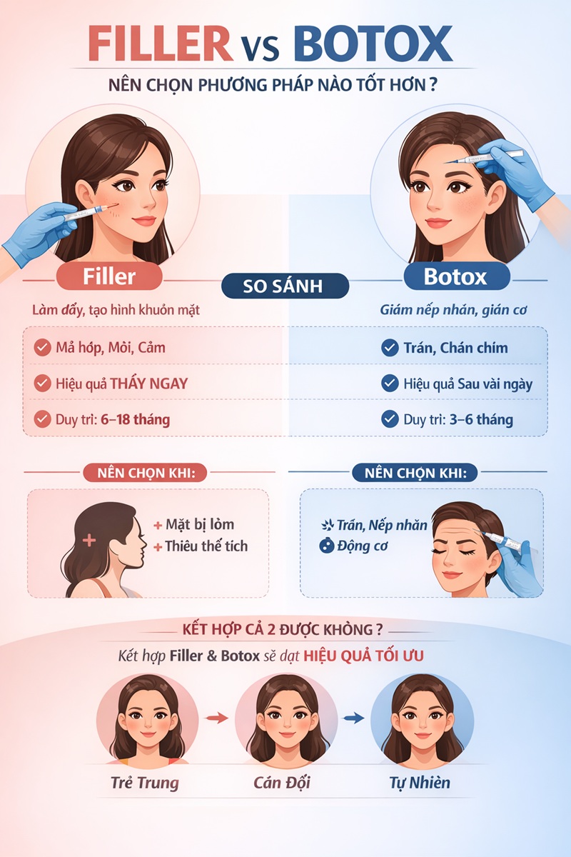 So sánh Filler và Botox phương pháp nào tốt hơn?