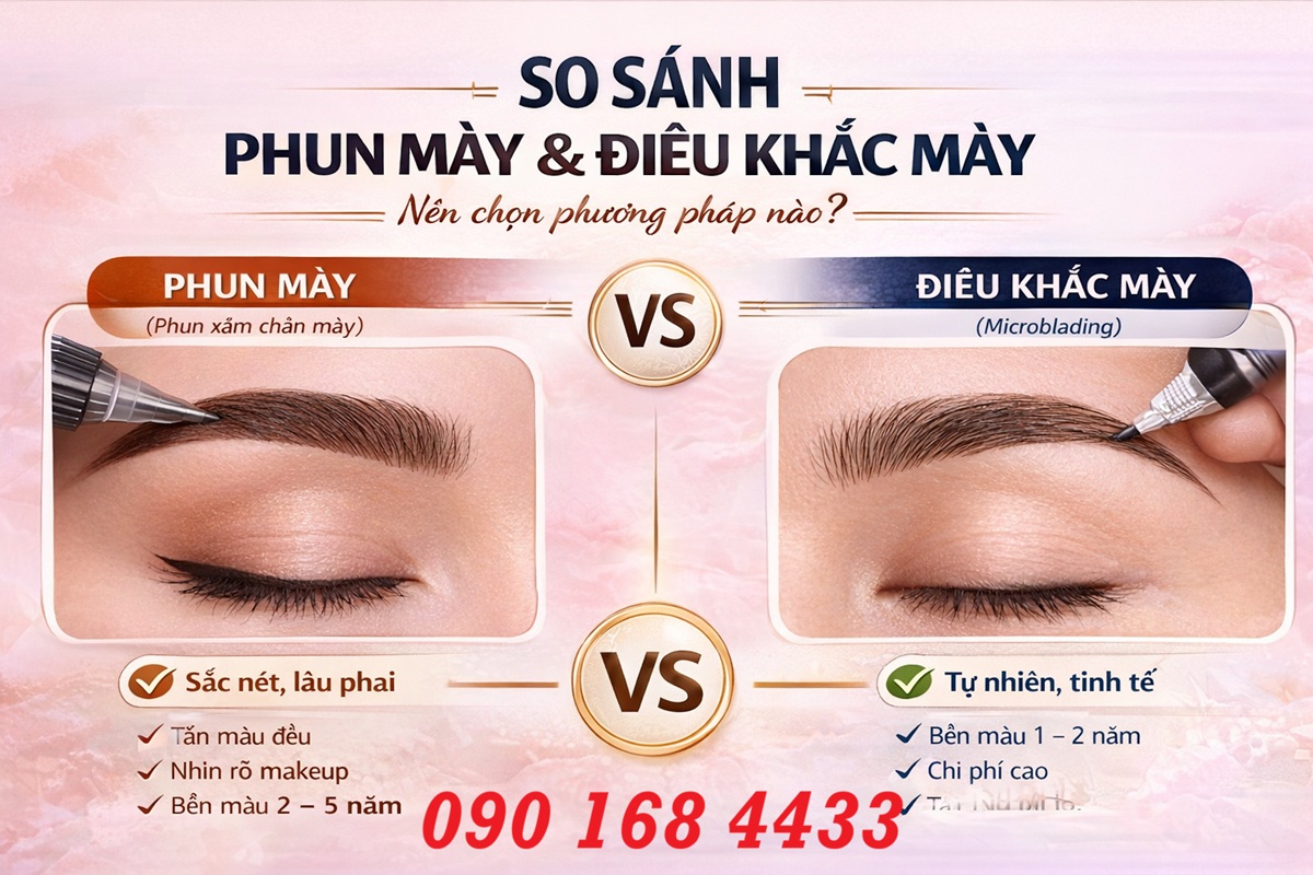 So sánh phun mày và điêu khắc mày - Tư vấn: 0901684433