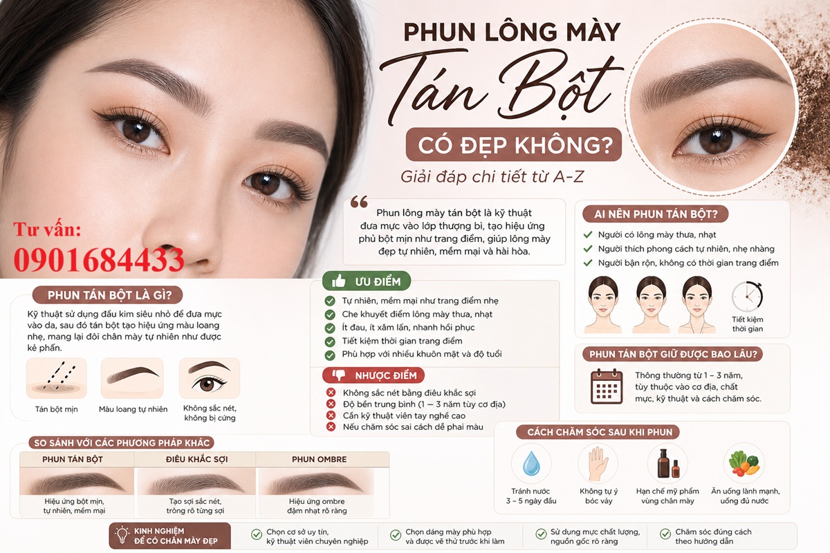 Phun lông mày tán bột có đẹp không? - Tư vấn: 0901684433