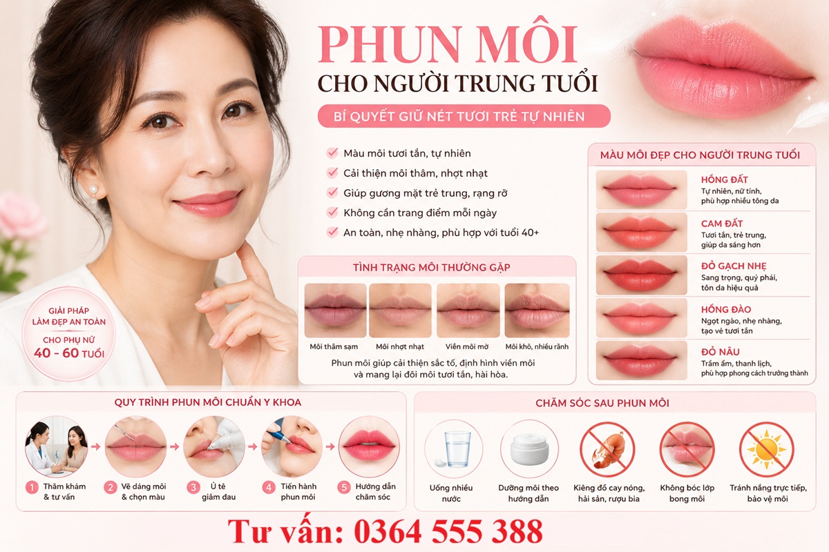 Phun môi cho người trung tuổi - Tư vấn: 036455388
